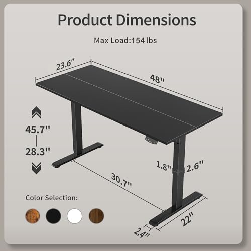 Agilestic 48 * 24 Inch Height Adjustable Electric Standing Desk, Black