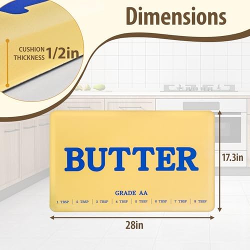 MSJGA Butter Rug Kitchen Rugs Floor Cushioned Anti-Fatigue Mat 17.3"x28"