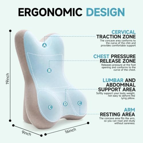 24” Back Pillow with Adjustable Headrest, 2-in-1 Ergonomic Dual-Layer Wedge Backrest for Sitting/Reclining, Lumbar & Neck Support, Bed, Sofa & Floor, Reading, TV, Lounging & Gaming (Blue)