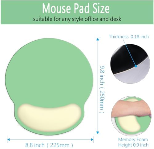 Ergonomic Mouse Pad, Mouse Pad with Wrist Support, Comfortable Gaming Mouse Pads with Non-Slip PU Base for Computer, Laptop, Office & Home(Green- Beige)