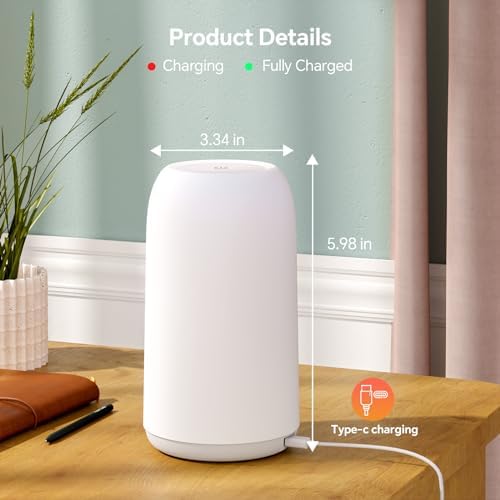 ROOTRO Cordless Table Lamps Rechargeable, Touch Lamp for Bedroom [Sleek Design & RGB Mode] 4-Level Brightness Small Bedside Lamp, LED Lamp Multi-Color Smart Nightstand Light for Living Room Home Gifts