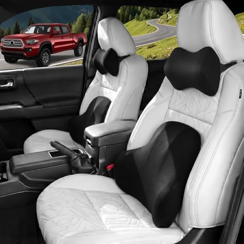 Car Pillow for Toyota Tacoma,Car Neck Pillow,Lumbar Support Pillow for Car,Memory Foam Pillow,Ergonomic Pillow,Adjustable and Washable,Car Essentials for Long Trips,Car Accessories,Ice Silk,1 Set
