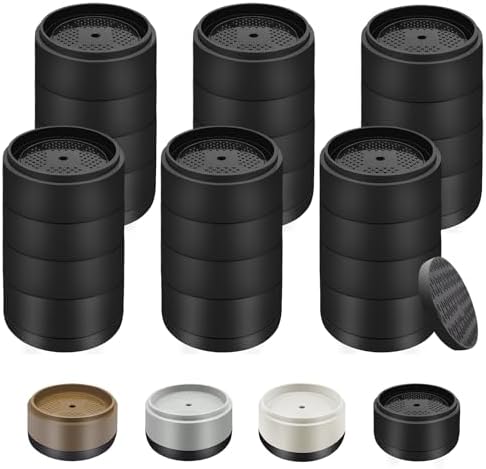 Furniture Risers Bed Risers Heavy Duty 1 inch, 2 inch, 3 inch, 4 inch Round Adjustable Bed Lifts Riser for Desk Legs Table Couch Sofa Chair Refrigerator Washing Machine (1+1+1+1 Inch, Black, 6 Pack )