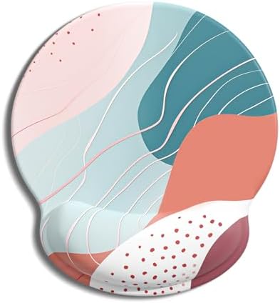 Auhoahsil Ergonomic Mouse Pad with Wrist Rest, Comfortable Silicone Non-Slip Computer Pain Relief Gel Mouse Mat with Wrist Support for Gaming, Work, Office, Women & Men, Cute Pattern, Morandi