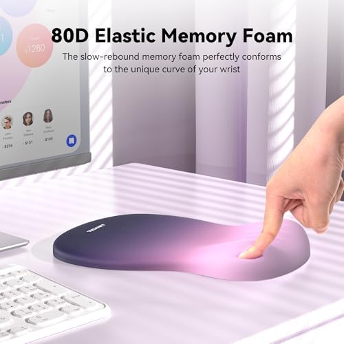 TECKNET Ergonomic Mouse Pad with Wrist Rest, Smooth Surface & Non-Slip Base