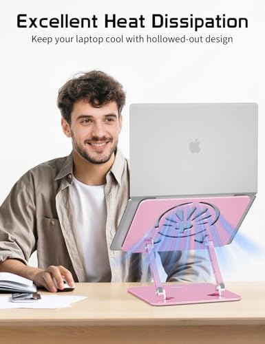 Adjustable Aluminum Laptop Stand for Desk,Ergonomic Riser, Pink