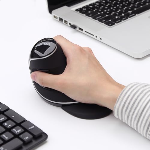DELUX Ergonomic Vertical Mouse, Wireless Ergo Mouse for Large Hands, 2.4G Connection, Silent Clicks, Up to 1600 DPI,6 Buttons, Removable Wrist Rest, Compatible with Laptop/PC (M618Plus Wireless-Black)