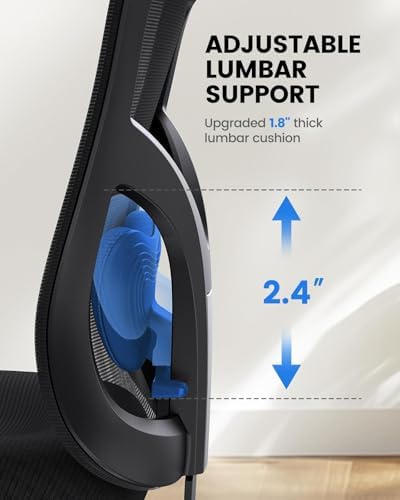 NOBLEWELL Ergonomic Office Chair with Padded Lumbar Support, 2D Headrest, Adjustable Armrests, Upgraded Contoured Seat Cushion, 130° Rocking Tilt, Computer Gaming Chair for Home Office, Pack of 8