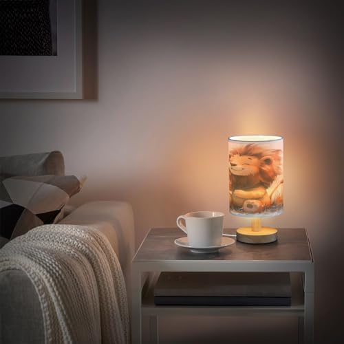 ALAZA Painting Lion Bird Blossom Decor Bedside Table Lamp with USB Port for Bedroom Nightstand Office Desk LED Bulb Included
