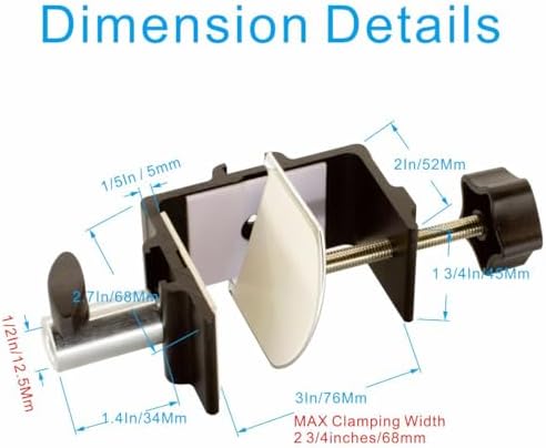 Replacement Heavy Duty C Clamp for 1/2” Base Magnifying Lamp,Desk Lamp,Swing Arm Lamp,Phone I pad Mount,Tablet Mic Holder,Table Mount Clamp for Microphone Stand Mic Boom Arm (G1 BLACK)