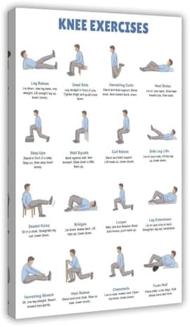 Knee Exercises Chart Exercise Charts Senior Workout Routines Home Workout Plan Knee Friendly Exercises Canvas Poster Wall Art for Living Room Bedroom Decor Frame 24x36inch