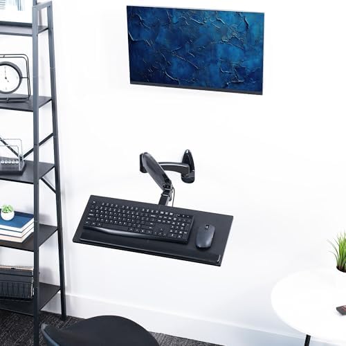 VIVO Black Pneumatic Arm 24 x 7 in Keyboard Tray Wall Mount, MOUNT-KB35B