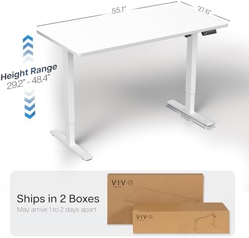 VIVO White 55 x 28 in Standing Desk, DESK-KIT-1W55W