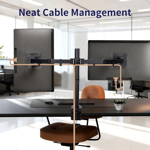 Black Dual Monitor Arm Mount for 13-27 Inch Screens
