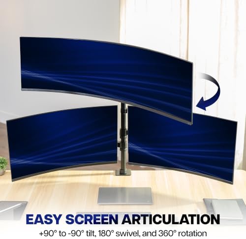 VIVO Triple Monitor Desk Mount, 32 to 49 inch Ultrawide Screens, One Fixed Screen and Two Mechanical Arms for Gaming and Office Setups, Max VESA 100x100, Holds up to 83.6 lbs, Black, STAND-V123TG
