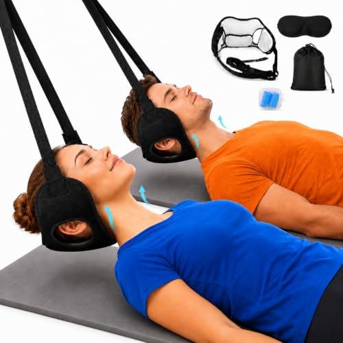 Upgraded Neck Stretcher Hammock 1 Pack, Adjustable Cervical Traction Device with Removable Pads, Portable Support Strap for Neck Tension Relief