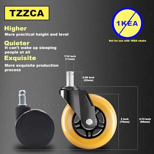 Office Chair Wheels Replacement Rubber Chair Casters Heavy Duty