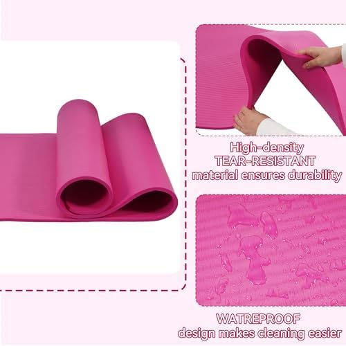 Fitvids 1/2-inch Thick High Density Exercise Yoga Mat with Carrying Strap