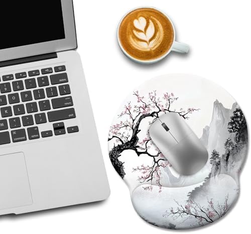 LIMKRIAN Japanese Ergonomic Mouse Pad with Gel Wrist Rest, 9.8 x 8.6 in