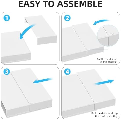 Marbrasse Expandable Desk Drawer Organizer, Clear Plastic Drawer Organizer Tray with 10 Adjustable Compartments, Desk Organizers and Accessories, 5 Drawer Dividers for Office Supplies, Makeup(White)