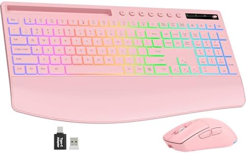 Trueque Wireless Keyboard and Mouse Combo, 4000mAh Battery, Wrist Rest