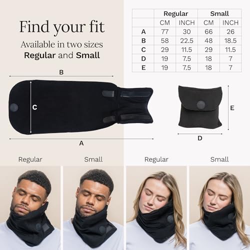 Trtl Travel Pillow Original 2.0 – Scientifically Proven Super Soft Travel Pillow with Premium Head & Neck Support – for Airplane Travel – Machine Washable – Lightweight & Compact – Jet Black – Small