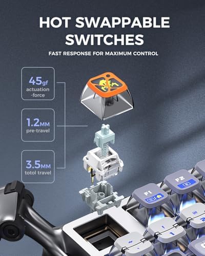 GravaStar Mercury K1 Pro 75% Wireless Mechanical Gaming Keyboard, Hot-Swap