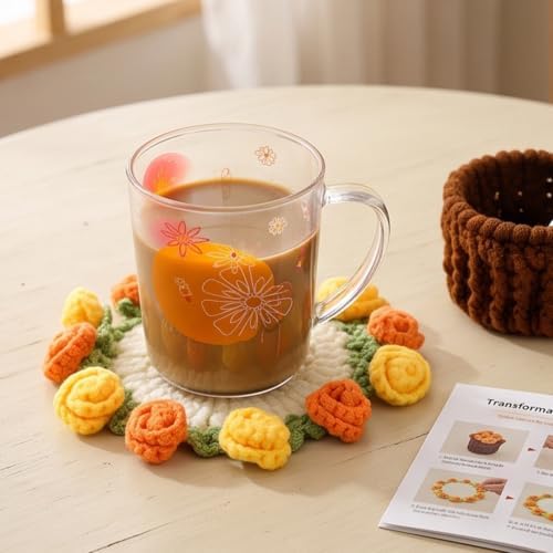 Transformable Knitted Rose Convertible Flower Basket 2-in-1 Crochet