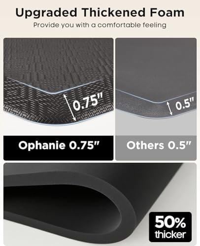Ophanie Kitchen Mats for Floor,3/4 inch Thick,24x70 Anti Fatigue Cushioned Mat,Kitchen Rugs,Waterproof,Comfort Ergonomic Standing Mat for Office,Home,Sink with 99+ Pairs of Anti-Slip Bottom Ridges