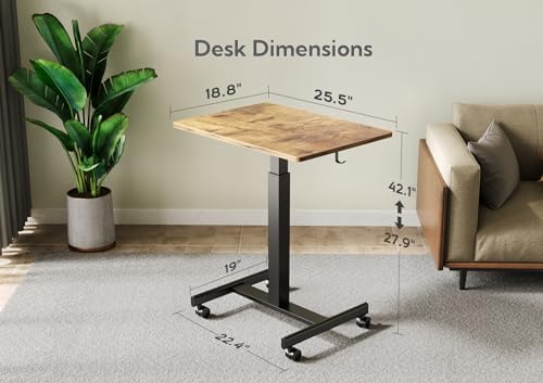 Claiks Mobile Rolling Desk Small Portable Laptop Cart on Wheels 26" Brown