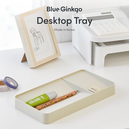 BLUE GINKGO Desk Organizer Tray, Beige, Made in Korea