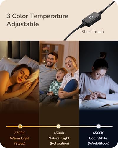 EDISHINE LED Table Lamp Set of 2, Modern Desk Lamps, Black Bedside Lamps