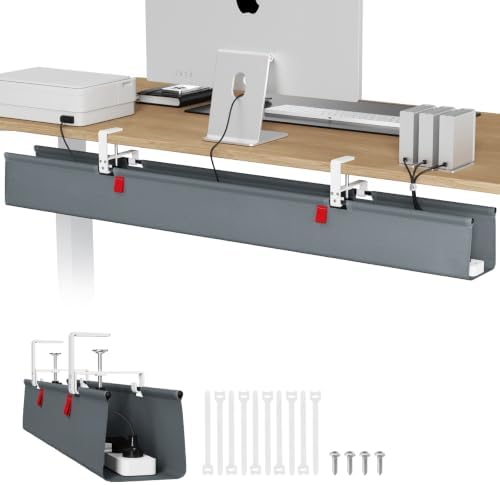 Univivi No Drill Under Desk Cable Management Tray, 48 inch Cable Management