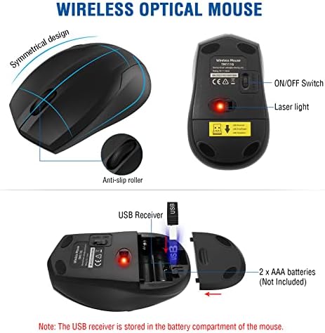 EDJO Computer Wireless Keyboard and Mouse Combo,2.4GHz USB,Plug & Play