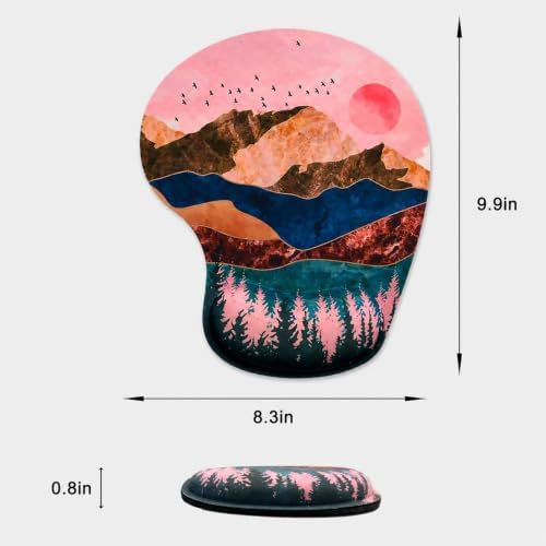 Mouse Pad with Wrist Support, Ergonomic Mouse Pads with Memory Foam Wrist Rest, Easy Typing Pain Relief, Comfortable Home Office Computer Wrist Support Pads for Working Studying Gaming, Sunrise