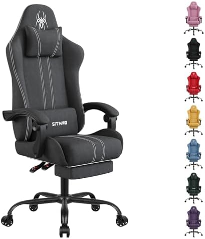 SITMOD Big Tall Fabric Gaming Chair with Footrest, Reclining Computer Chair