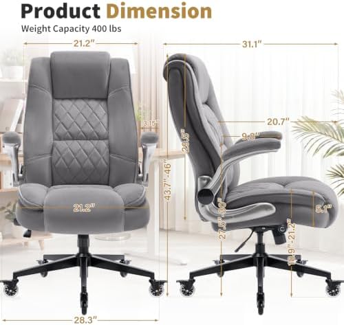 Fabric High Back Office Chair, Thick Padded Ergonomic Computer Desk Chair