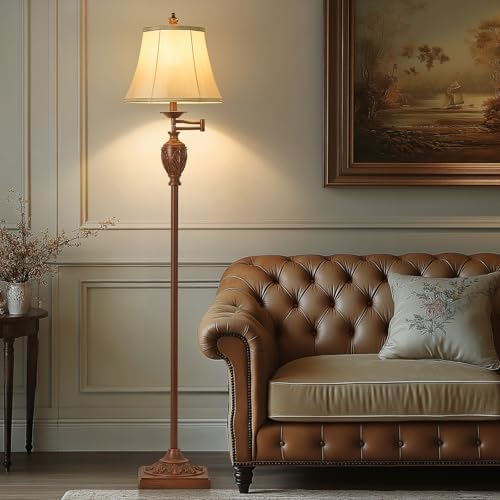 AIDENOEY Traditional Floor Lamp with 350° Swing Arm,Including Bulb,Walnut
