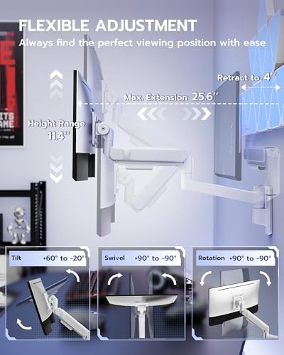 ARES WING Monitor Wall Mount for 24-57 Inch Ultrawide Screen, White