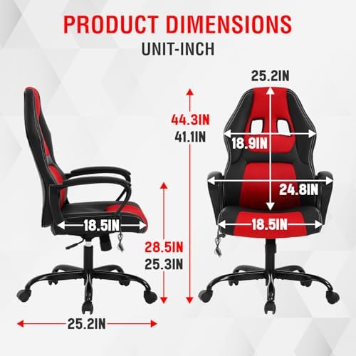 High-Back Computer Gaming Chair Red Massage Office Chair Ergonomic Racing