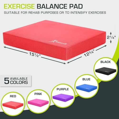 ProsourceFit Exercise Balance Pad, Non-Slip Cushioned Foam Mat & Knee Pad for Fitness and Stability Training, Yoga, Physical Therapy