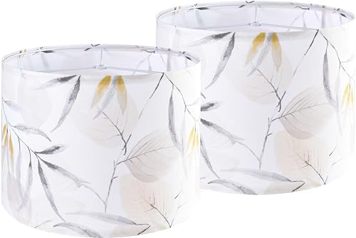 GO&SO Lamp Shades Set of 2,13" D x 10" H,Leaf Floral Drum Lamp Shade