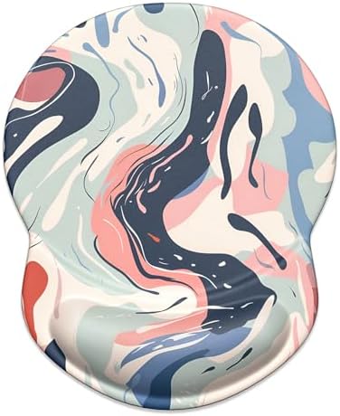 ITNRSIIET Ergonomic Mouse Pad with Gel Wrist Support Small Wrist Rest Smooth Surface Non-Slip PU Base Comfortable Office Supplies Pain Relief, 8.7 x 7.2 inches, Art Style Pattern
