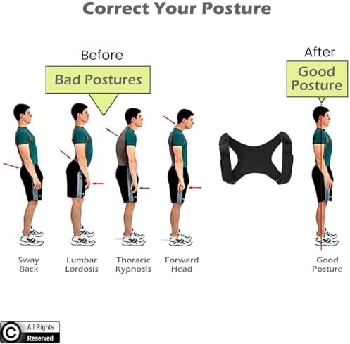 Adjustable Posture Corrector Brace for Men Universal Fit Upper Back, Shoulder & Clavicle Support, Helps Improve Posture & Relieve Neck, Shoulder & Back Pain (Patented Design)