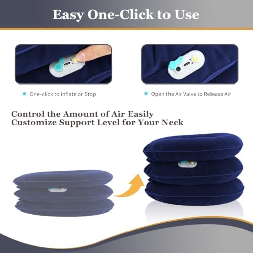 Electric Pump Cervical Neck Traction Device for Neck Pain Relief, One-Click-to-Inflate Neck Stretcher Support Brace for Home Use Neck Decompression (Built-in Battery & Motor Powered)