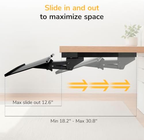Mount-It! Under Desk Keyboard Tray Slide Out, Height Adjustable Keyboard Mount with Wrist Support, 26" Wide Large Platform, Tilt and Swivel for Office and Home, Black