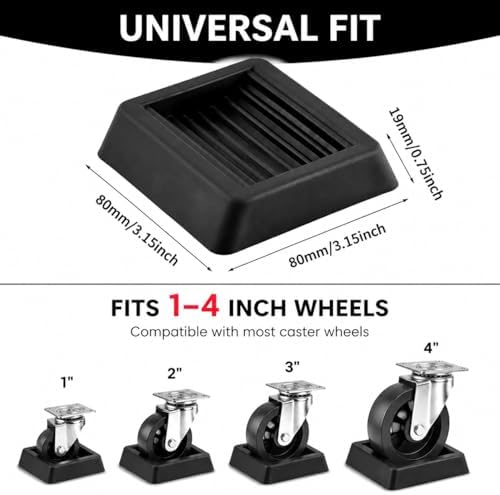 Non Slip Furniture Pads Wheel Stoppers for Office Chairs Beds Couches Prevent Sliding on Carpet Hard Floors Fits 1-4 Inch Wheels Silicone Caster Cups Durable Grips (5 PCS)