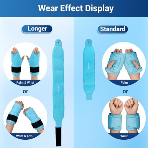 Comfytemp 24.5" Extra Long Wrist Ice Pack Wrap for Carpal Tunnel Relief, 2Packs