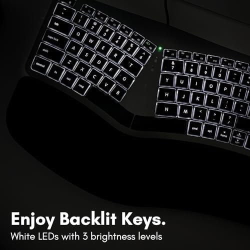 Macally Wired Ergonomic Keyboard for Mac - Compatible Backlit Apple Keyboard with Wrist Rest (Curved for Comfort) for MacBook Pro/Air, iMac, Mac mini