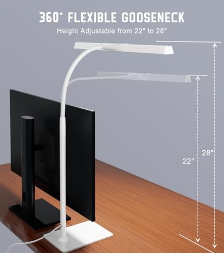 LED Desk Lamp for Home Office with Base, Eye-Caring Desk Light 12W, White